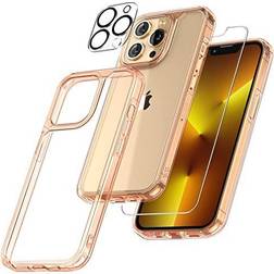 Tauri [5 in 1] Designed for iPhone 13 Pro Case Not Yellowing with 2 Tempered Glass Screen Protector 2 Camera Lens Protector [Military Grade Protection] Shockproof Slim Phone Case 6.1 Inch